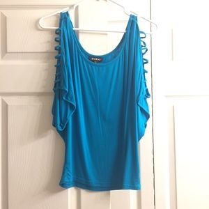 BeBe Teal Cagged bell sleeve shirt size XS